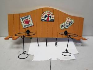lot 198 image: Sports themed wall equipment holder-shelf