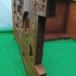 lot 100 image: RARE VINTAGE  HAND CARVED NESTING TABLE. 1 OF 4