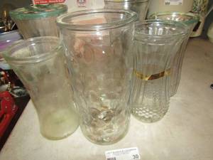 lot 30 image: 7 glass vases diamond and bubble design