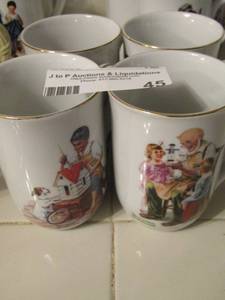 lot 45 image: Four Norman Rockwell mugs