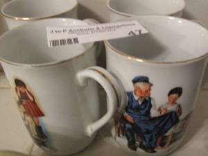lot 47 image: Four Norman Rockwell mugs