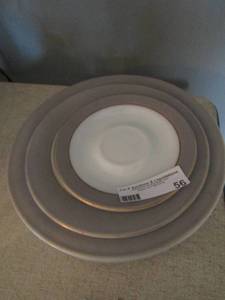 lot 56 image: 6 piece plate set gray gold trim by Dyrex