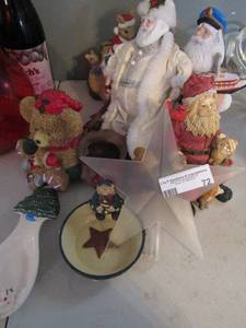 lot 72 image: Christmas decor lot - santa bears, star tree toppers, mice