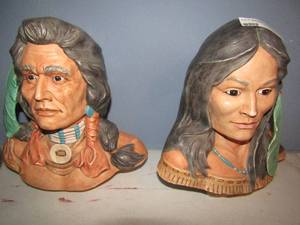 lot 89 image: 2 porcelain American Indian heads Mint condition 11x 10