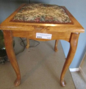 lot 145 image: 18x14x17 small stool with floral padded top