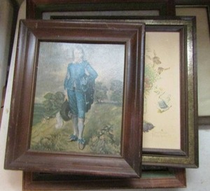 lot 155 image: Norman Rockwell framed art 14x14 and 18x14 art of goat and girl by Mary LLO American homestead summer 14x18