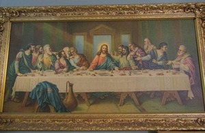 lot 4 image: Art of Christ mint condition in gold frame 44x24