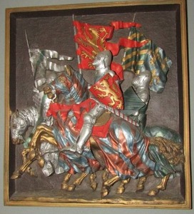 lot 196 image: Marcus designs Night Armor & horse 16x14