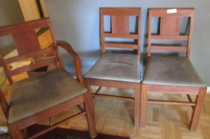 lot 210 image: Three 29x17 wooden kitchen chairs
