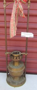 lot 215 image: 19 brass vintage lantern no globe unknown working condition