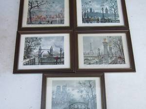 lot 219 image: 9x7 wall art x5  1976 Krisarts made in France