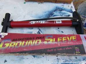 lot 228 image: Basketball pole sleeve new, Maxair bicycle pump
