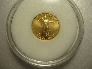 lot 12 image: 110 Oz Fine Gold,Coins Of America-American Eagle Collection U.S.$5 Dollar 2012 Gold Coin In Capsule, In Case- About 3.41 Grams