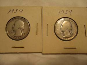 lot 34 image: 2-1934 Washington quarters