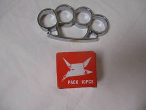 lot 52 image: Box Of Ninja Caltrops- 10 Pack Tactical  Functional Black Iron Spikes And Chrome Plated Knuckles
