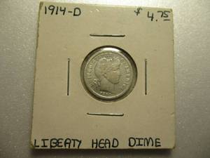 lot 59 image: 1914-D Barber (Liberty Head) Dime
