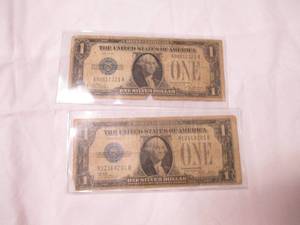 lot 65 image: 2- 1928 One Dollar Silver Certificates