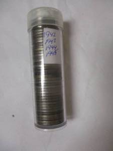 lot 73 image: 40- (35% Silver) War Nickels Mixed Years- 1942,1943,1944 and 1945 - NOTE 2 X Money