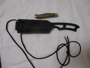 lot 127 image: Vintage- Made In USA- Pocket Knife And Survivor HK-656 Tactical Neck Knife With Sheath