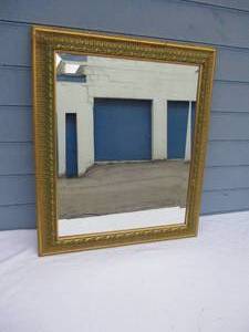 lot 132 image: Wall Mirror With Green And Gold Tone Frame