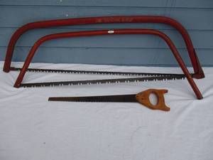 lot 133 image: LOT- Saws, 1-Vintage 2-Sided Hand Saw and 2- Pruning Saws
