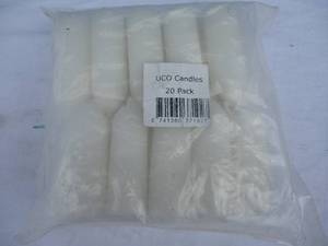 lot 159 image: Unopen Bag of 20-UCO Candles, About 1-Rd x 4-L