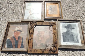 lot 5 image: Four John Wayne prints framed 1 crazy horse flyer print frames