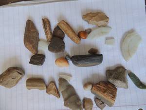 lot 123 image: Rocks- jadeite, flint, petrified wood, agate, sandstone, marble, etc.