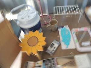 lot 130 image: Dry erase board, stool, shelf, mini blinds and more