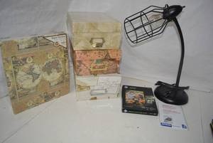 lot 30 image: Photo Album, Photo Boxes, Photo Paper - Everyday and Glossy, Modern Wire Style Desk Lamp