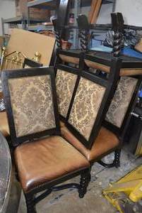 lot 7 image: Set of 6 Dining Chairs (Match Lot 1) - Spiral Legs, Upholstered Back and Vinyl Seats