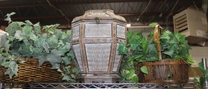 lot 70 image: Home Dcor Baskets with Greenery and Wooden Decorative Box with Basketweave Design
