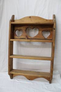 lot 77 image: Wooden Heart Design Wall Shelf  18.5 Wide x 29 Tall