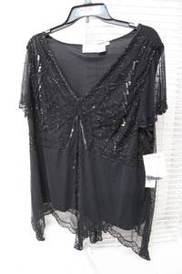 lot 100 image: Formal Black Beaded Top Size 3X by Scaka