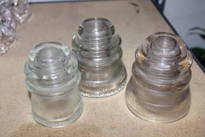 lot 62 image: 3 Vintage Glass Insulator Light Pole Covers, see pictures