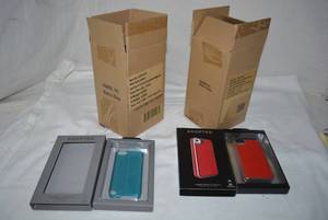 lot 183 image: Leather Wraps for iPhone 4s Red and Silver - 5 Total and Lens Case for iPhone Touch 5th Generation in Regatte Blue - 5 Total