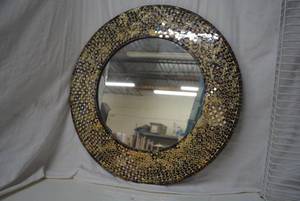 lot 227 image: 27 Round Mirror - Mosaic Tiles with Iridescence Frame