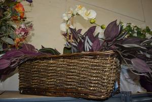 lot 53 image: Large Basket, Artificial Plants and Orchid