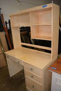 lot 211 image: Computer Desk with Hutch Keyboard Drawer and File Drawer 43W x 22D x 56 Total Height