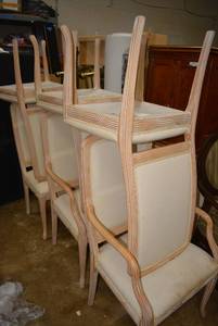 lot 215 image: Set of 6 Dining Chairs with White Upholstery