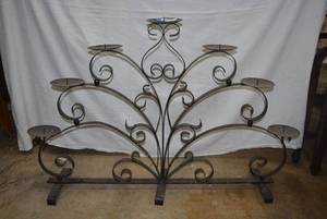 lot 220 image: 4 Ft. Wide Floor Candle Holder Iron 32Tall, Approx.. 48 Wide, Each Candle Holder app. 6W