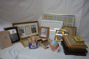lot 240 image: Picture Frames, Mosaic Tray, Ceramic Easter Egg