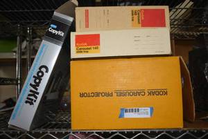 lot 247 image: Vintage Kodak Carousel Projector, Slide Trays and Copy Kit (Transfers home movies and slides onto video tape)
