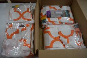 lot 254 image: Orange and White Curtains by Pasadena Embroidery - 50x84 and 50x108