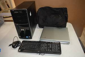 lot 258 image: Electronics HP Pavilion P6000, Keyboard, Acer Laptop and Bag