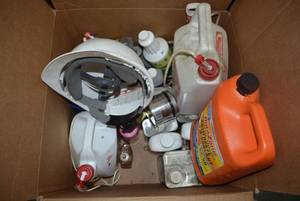 lot 281 image: Bug Killer, Hard Hat, Antifreeze, Paint Thinner and More