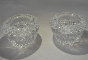 lot 296 image: Pair of Crystal DArques Candleholders 3 W x 2.25 H