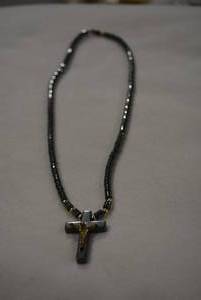 lot 344 image: Hematite Necklace with Cross Pendant
