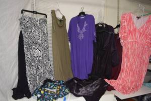 lot 310 image: Womens Size 2X-3X Dresses, Sleepwear, Black and White Skirt, Black Pants