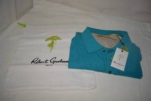 lot 302 image: Robert Graham Polo Shirt Size 2XL still with Tags and Robert Graham Cloth Bag